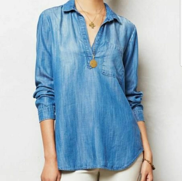 SALE ⬇️$31 | Cloth & Stone | Chambray Popover Top - Picture 1 of 8